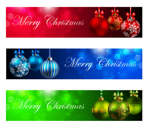 3 Festive Christmas UI Banners Set vector lights headers free download free christmas balls christmas bubbles bokeh banners background abstract   