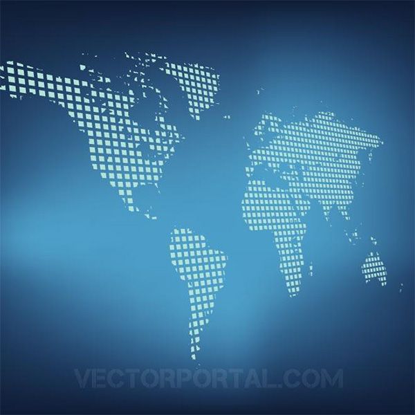 Grid World Map on Blue Background world map world vector grid free download free earth continents blue background   