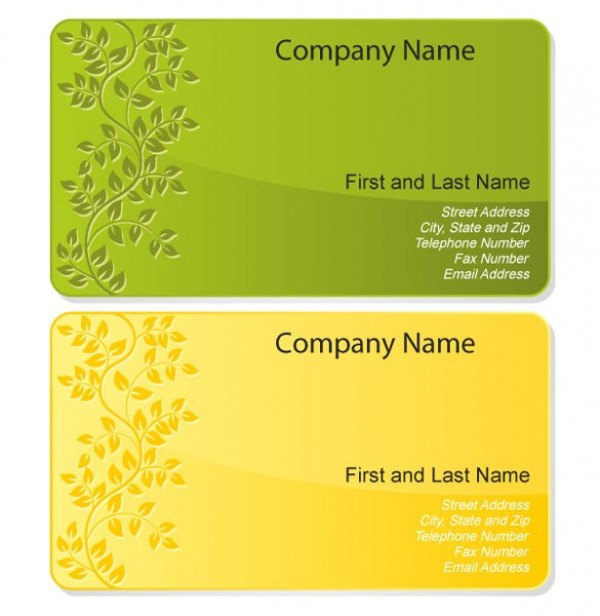 Stamped Floral Business Card Template Set yellow web vector unique ui elements template stylish stamped set quality original new leaves leaf interface illustrator high quality hi-res HD green graphic fresh free download free floral eps elements download detailed design creative cdr business card ai   