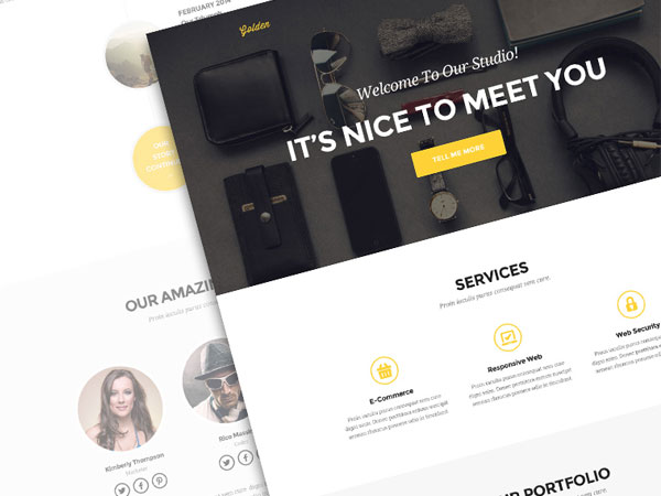 Golden - Free One Page Web Template website template free   