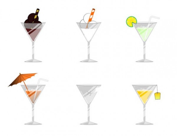 6 Transparent Cocktail Glass Icons Set wine glass web unique ui elements ui stylish simple quality original new modern interface icons hi-res HD glass fresh free download free elements download detailed design creative cocktail umbrella cocktail glass cocktail clean   