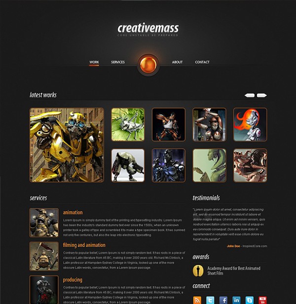 Stunning One-Paged Website Portfolio Template website web template stunning psd portfolio photoshop resources orange one paged one page glowing free templates free psd exploding dark cool portfolio clean atomic core atomic bomb   