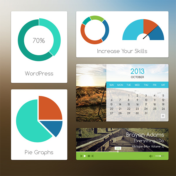 Flat Dashboard Graphs UI Elements Kit ui kit ui elements ui transparent calendar skills chart pie charts music player kit graphs free download free flat dashboard charts   