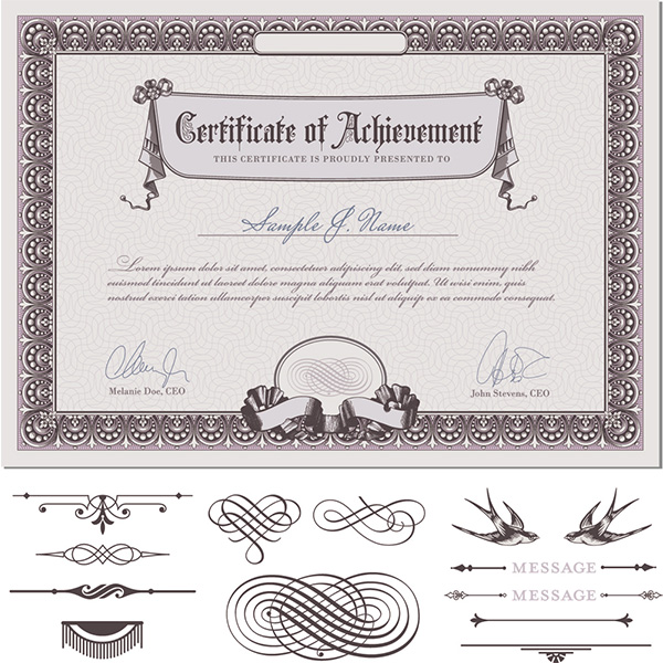 Authentic Certificate of Achievement Award vintage vector free download free flourishes document certificate of achievement certificate award achievement   