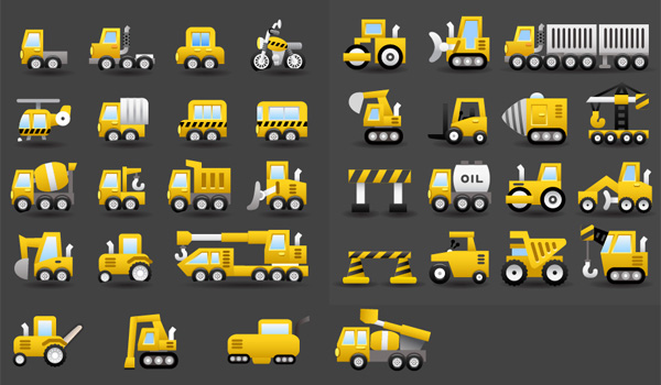 34 Transportation Equipment Vector Icons Set yellow vector trucks transportation transport shipping motorbike icons icon helicopter free download free equipment delivery danger signs cars buses   
