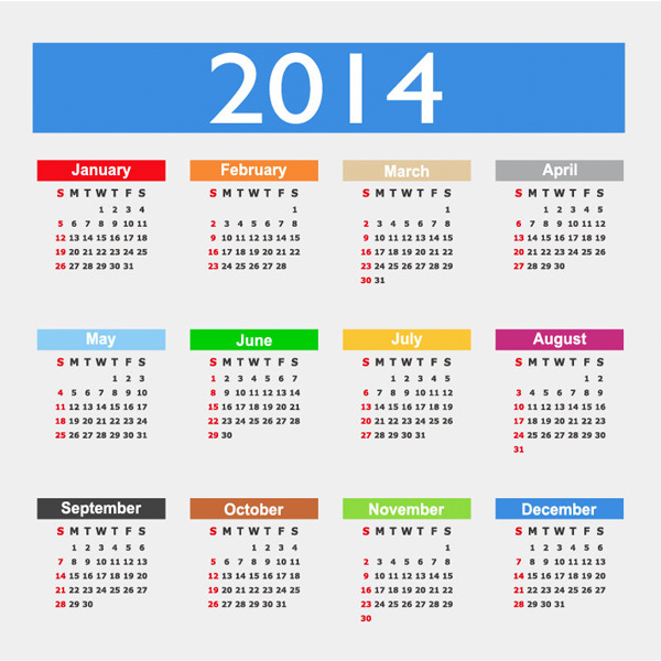 Colorful Flat 2014 Year Calendar year windows 8 vector metro free download free flat colorful calendar 2014 calendar 2014   