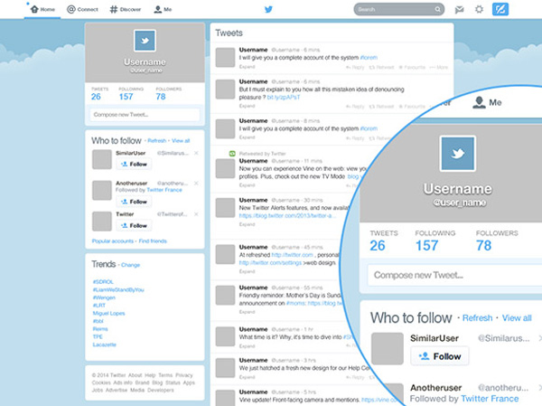 Flat Twitter GUI Redesign Template ui elements ui twitter page twitter template remake redesigned redesign page metro free download free flat   