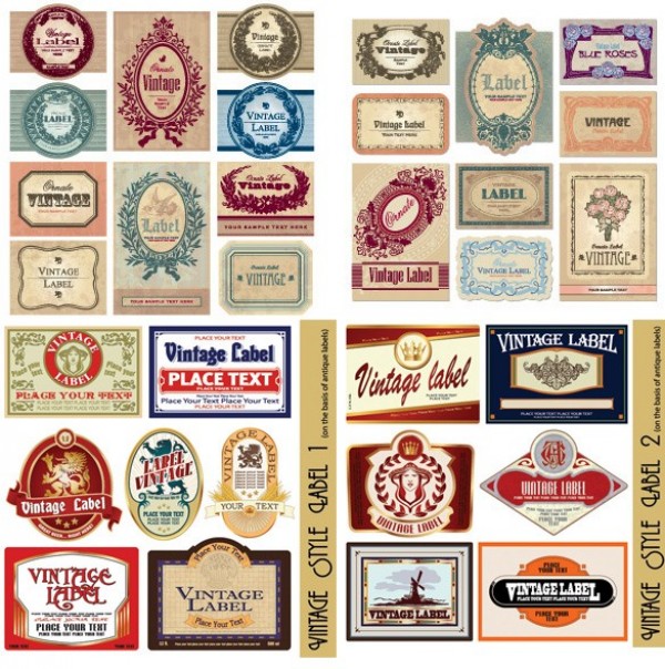 Collection of Vintage Vector Labels web vintage vector unique ui elements stylish retro quality original new labels label interface illustrator high quality hi-res HD graphic fresh free download free elements download detailed design creative   