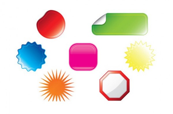 7 Colorful Web UI Vector Stickers Set web unique ui elements ui stylish stickers simple shapes set round quality original new modern interface hi-res HD fresh free download free elements download detailed design curled creative colors clean   