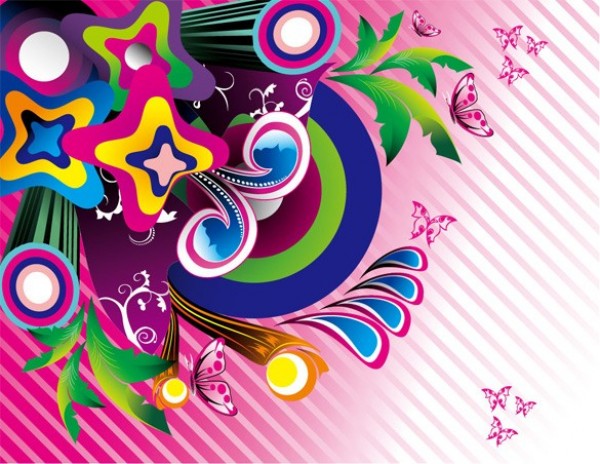 4 Amazing WOW Abstract Vector Graphics web vector unique stylish stars rainbow quality original illustrator high quality graphic fresh free download free flowers floral download design creative colors butterfly butterflies abstract   