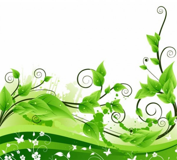 Lush Vines & Leaves Abstract Vector Background web waves vines vector unique stylish quality original nature leaves illustrator high quality green graphic fresh free download free eps ecology eco download design creative background abstract   