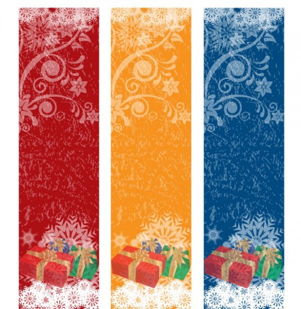 3 Festive Holiday Vertical Banners Vector Set winter web vertical vector unique ui elements stylish snowflakes set red quality original orange new interface illustrator holidays high quality hi-res HD graphic gift box fresh free download free festive elements download detailed design creative christmas blue banner ai   