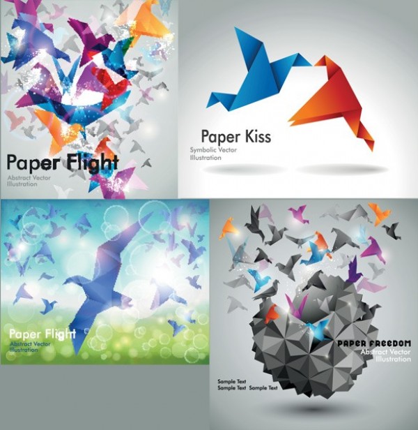 5 Origami Birds Art Vector Backgrounds web vector unique ui elements stylish quality original origami new interface illustrator high quality hi-res HD graphic fresh free download free flying eps elements download detailed design creative colorful birds background   