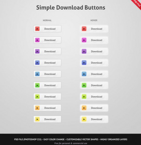 9 Quality Download Buttons Set PSD web unique ui elements ui stylish states quality psd original normal new modern interface hover hi-res HD fresh free download free elements download buttons download detailed design creative clean   