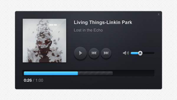 Gorgeous Music Player Interface PSD web volume control unique ui elements ui stylish slider quality psd progress bar player original new music player modern interface hi-res HD fresh free download free elements download detailed design dark music player dark creative clean blue audio player audio album cover   