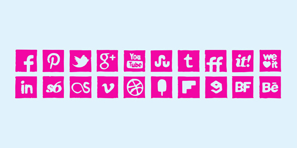 Pink Ink Icons Set social icons pink icons ink icons   