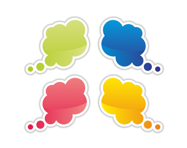 4 Colorful Paper Speech Bubbles Set vector speech bubbles set paper free download free dialog boxes colorful clouds bubble   