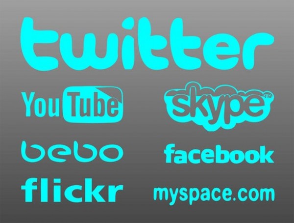 7 Glow Green/Blue Social Media Logos Set web vector unique ui elements stylish social networking social media logos social quality pdf original new names logos interface illustrator high quality hi-res HD green graphic fresh free download free elements download detailed design creative blue ai   