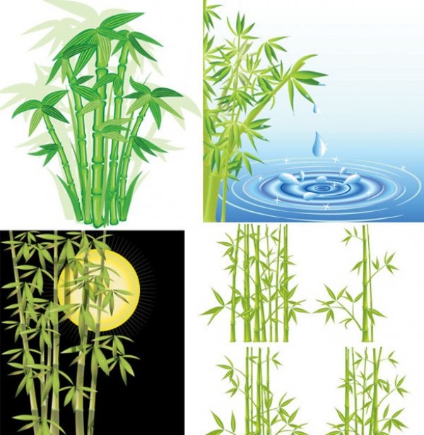 Fresh Green Bamboo Vector Set web water splash vector unique ui elements stylish quality original night scene night new interface illustrator high quality hi-res HD green bamboo green graphic fresh free download free elements download detailed design creative bamboo   