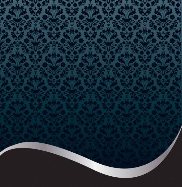 Deep Blue Damask Floral Vector Background web wave vector unique stylish silver quality original illustrator high quality graphic fresh free download free floral download design damask creative blue black background   