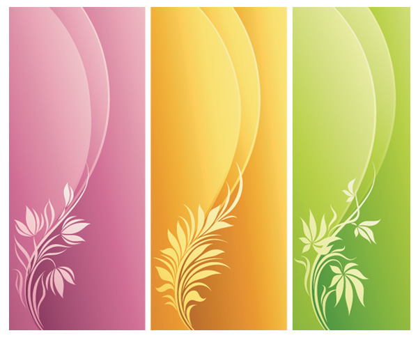 3 Floral Wave Abstract Vector Banners yellow web wave vertical vector unique ui elements stylish set quality pink original new interface illustrator horizontal high quality hi-res header HD green graphic fresh free download free floral header floral banner floral eps elements download detailed design creative banner abstract   
