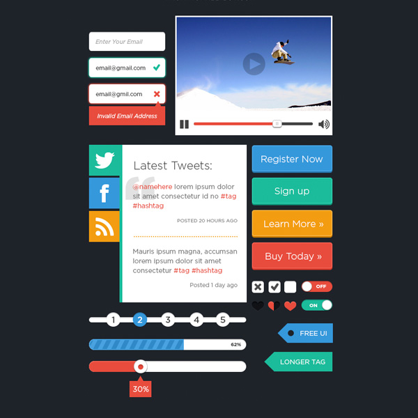 Almost Flat Tablet UI Elements Kit PSD windows 8 web video player unique ui set ui kit ui elements ui Tweet block toggles tags tablet stylish steps social icons slider set rating quality psd progress bar original new modern metro kit interface input fields hi-res heart favs heart HD fresh free download free flat ui set flat ui kit fav elements download detailed design creative colorful clean check marks buttons   