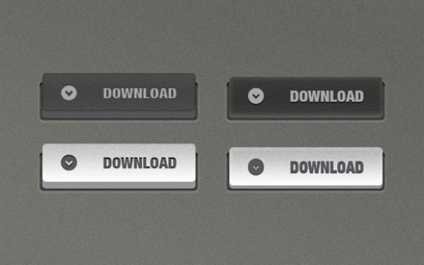 4 Grey 3D Download Buttons Set PSD web unique ui elements ui stylish set quality psd pressed original normal new modern light interface hi-res HD grey fresh free download free elements download buttons download detailed design dark creative clean active 3D download buttons 3D buttons 3d   