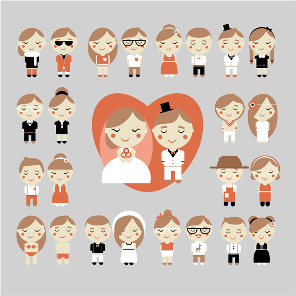 13 Cartoon Style Couples Vector Set woman wedding couple wedding vector man love girl free download free couple characters cartoon card boy girl boy avatars   