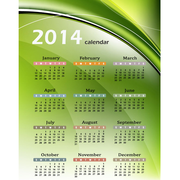 2014 Calendar Abstract Green Background wave wall vector green free download free background abstract 2014 year calendar 2014 calendar 2014   