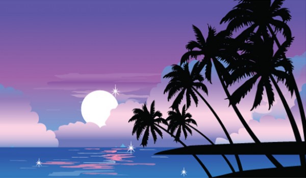 Tropical Moonlit Night Ocean Vector Background web vectors vector graphic vector unique ultimate ui elements tropics tropical stylish simple silhouette scene quality psd png photoshop palms pack original ocean night new moonlit moonlight moon modern jpg interface illustrator illustration ico icns high quality high detail hi-res HD GIF fresh free vectors free download free evening elements download detailed design creative clean background ai   