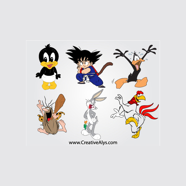 6 Cartoon Mascot Vector Characters Set web vector cartoon characters vector unique ui elements stylish set rooster quality original new mascots interface illustrator high quality hi-res HD graphic fresh free download free elements download detailed design daffy duck creative caveman cartoon mascot cartoon characters Bugs Bunny ai   