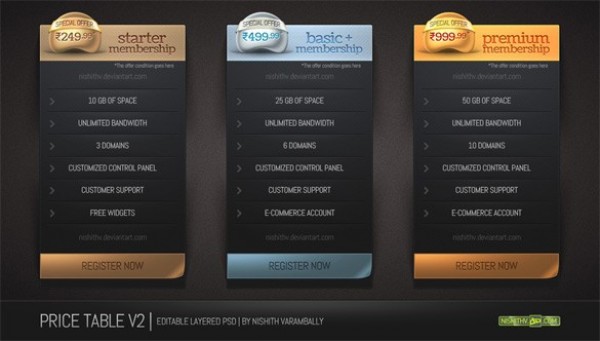 Professional Pricing Table Set PSD web unique ui elements ui table stylish quality professional pricing table pricing price original new modern interface hi-res HD fresh free download free elements download detailed design creative comparison clean blue   