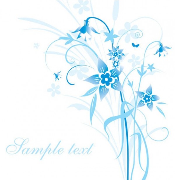 Delicate Blue Floral Vector Background web vector unique stylish quality original illustrator high quality hand painted graphic fresh free download free flowers floral download design delicate dainty creative blue background   