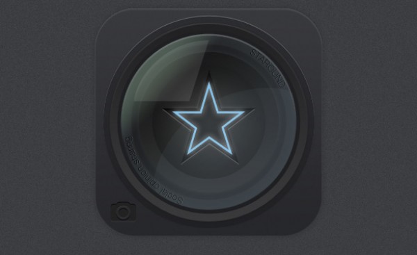 Lens Icon PSD style star shiny round psd suorce files photoshop resources megapixels mac lens iphone ipad icon glossy free icons free icon clean camera big apple 2.0web   