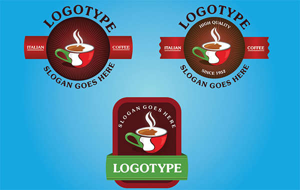 3 Italian Coffee Shoppe Logotypes shoppe shop logotypes logos italian cup coffee banner   