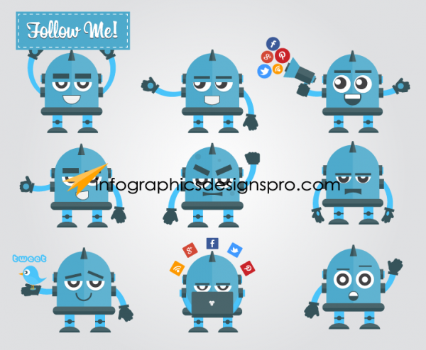 9 Emoticon Robot Vector Icons twitter social robot icons robot networking marketing icons emoticons   