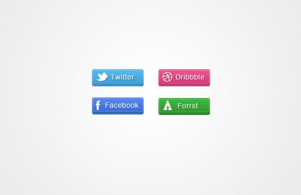 4 Social Buttons twitter social psd source photoshop resources icons Forrst facebook dribble   