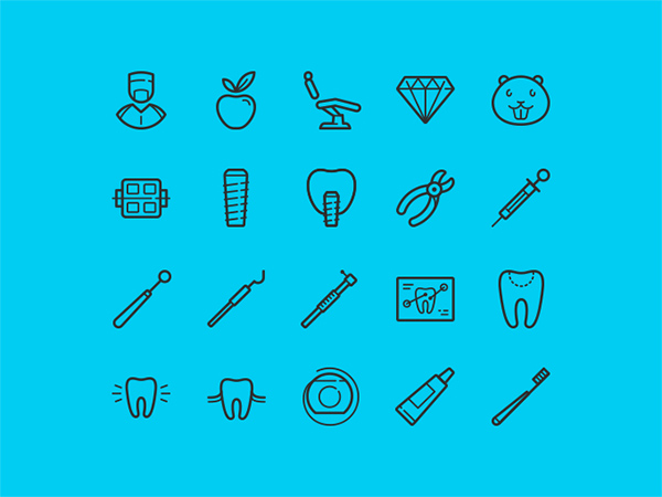 20 Dental Line Icons Set set line icons dentist dental icons   
