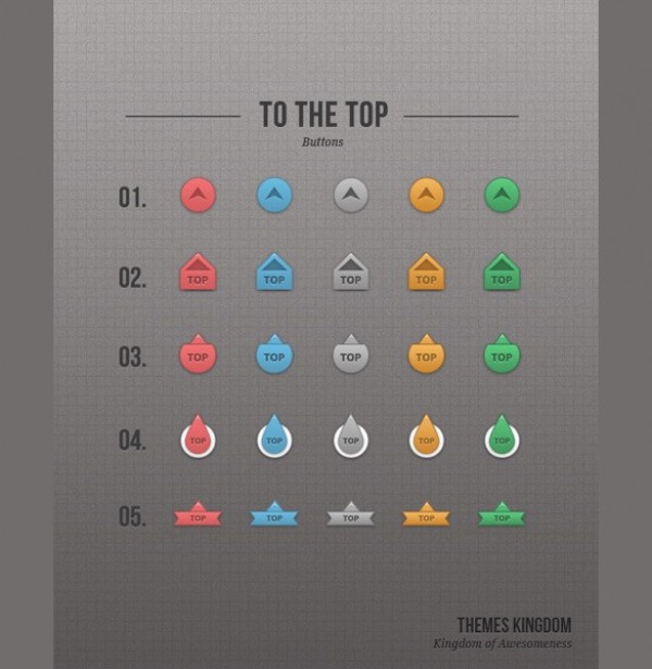 5 To The Top Style UI Buttons Set PSD web unique ui elements ui to the top buttons to the top stylish simple quality original new modern interface hi-res HD fresh free download free elements download detailed design creative colors clean button   