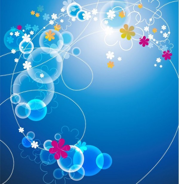 Blue Bubble Floral Abstract Vector Background web vector unique ui elements sunny sun stylish skies quality original new interface illustrator high quality hi-res HD graphic glowing fresh free download free flowers floral eps elements download detailed design creative bubbles blue skies blue background abstract   