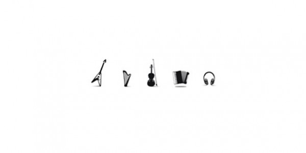 5 Minimal Musical Instruments Icons Set PSD web violin unique ui elements ui stylish set quality original new music muscial icons modern minimal interface icons hi-res headphones HD harp guitar fresh free download free elements electric guitar download detailed design creative clean accordian   