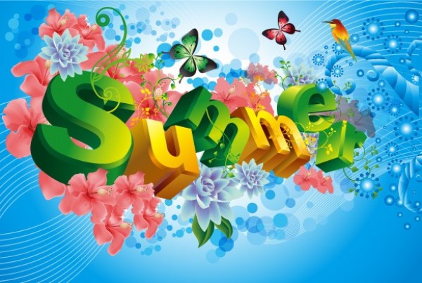 3D Letters SUMMER Vector Abstract Background web vector unique summertime summer stylish quality original letters illustrator high quality graphic fresh free download free download design creative butterflies birds background abstract 3d   