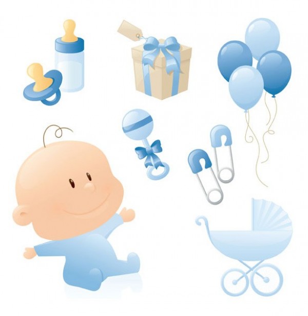 Cute Blue Baby Theme Vector Graphics web vector unique ui elements stylish rattle quality pins pacifier original new illustrator high quality hi-res HD graphic gift box fresh free download free download design creative carriage bottle blue balloons baby   