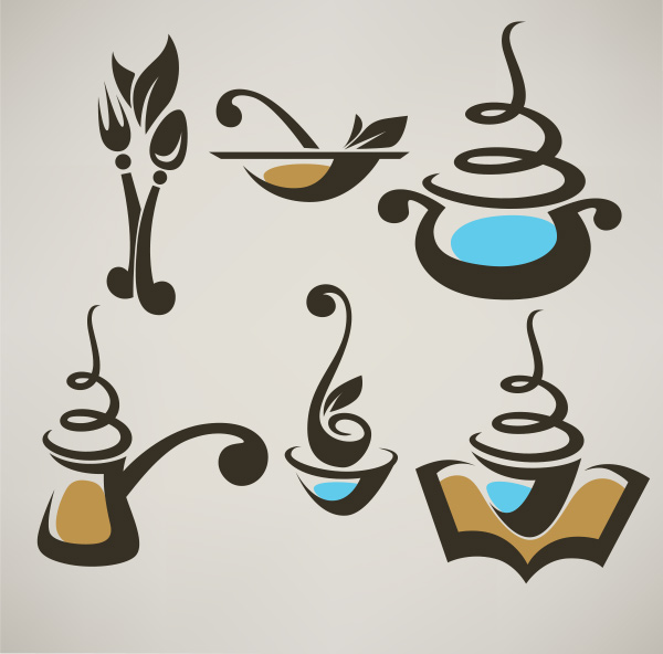 6 Abstract Coffee Food Vector Logos Logotypes vector set restaurant logotypes logos free food coffee shop coffee cup coffee abstract   