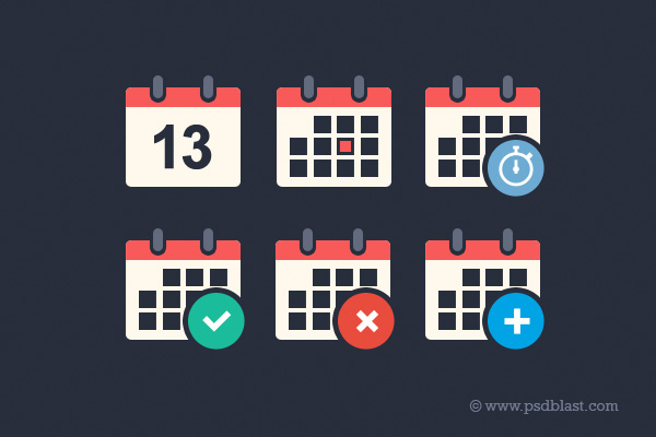 6 Flat Calendar Action Icons time schedule reminder planning plan calendar icon calendar appointment alert add event   