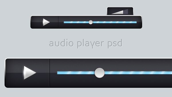 Sleek Black Audio Player Interface PSD web volume unique ui elements ui stylish sleek quality psd player original new music player modern interface hi-res HD glossy fresh free download free elements download detailed design creative clean black audio player   