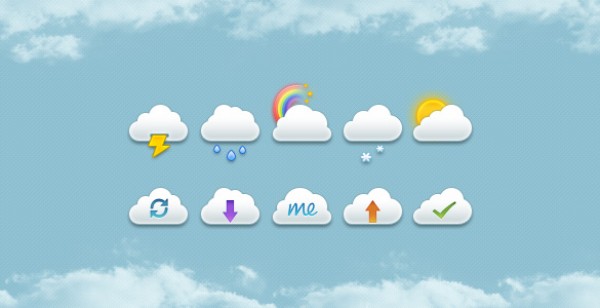 10 Mini Clouds Set small psd source files photoshop resources minimalistic mac ipad icons iclouds fresh free icons clouds cheerful apple   