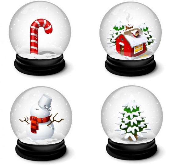 4 Wintertime Snow Globe Icons PNG web unique ui elements ui tree stylish snowman snow globes simple quality original new modern interface icons house hi-res HD fresh free download free elements download detailed design creative clean christmas candy cane   
