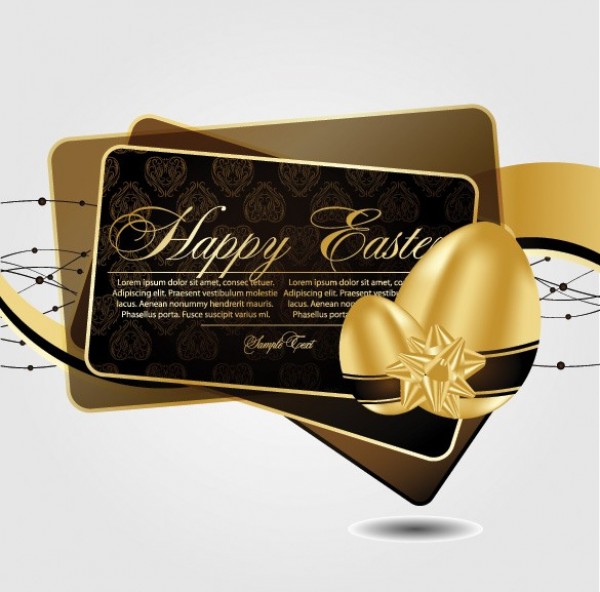 6 Golden Easter Egg Vector Card Designs web vector unique ui elements stylish quality ornate original new illustrator high quality hi-res HD graphic golden gold fresh free download free easter egg easter card easter download detailed design creative card   