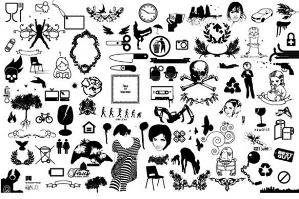 Collection of Vector Silhouette Stock Elements web vector utensils unique ui elements stylish stock skull silhouettes quality people original new nature interface illustrator high quality hi-res HD graphic fresh free download free elements download detailed design elements design creative collection ai   